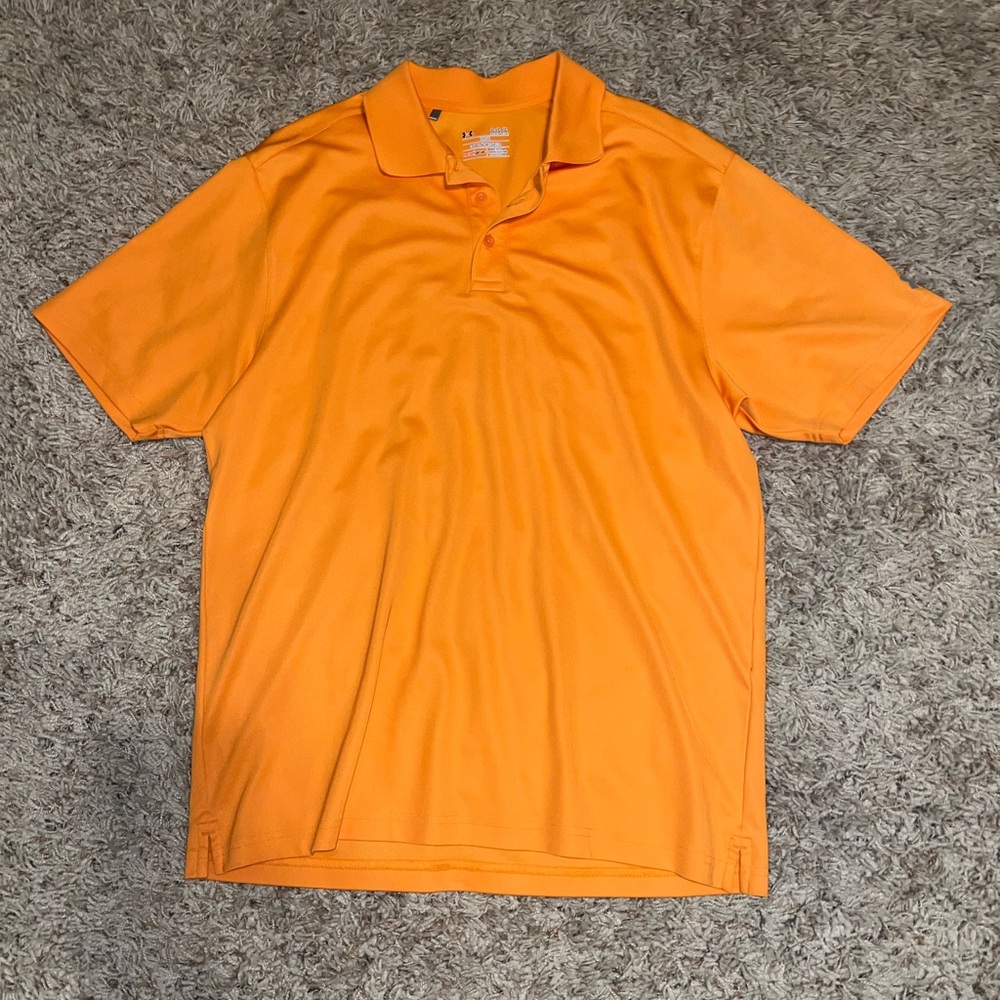Men’s orange under Armour short sleeve polo